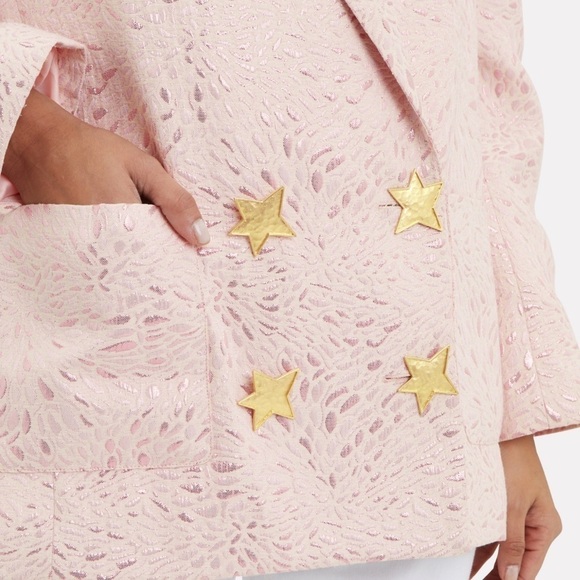 Olivia Rubin- “Betty” Metallic Light Pink Blazer with Gold Star Buttons - Picture 4 of 7